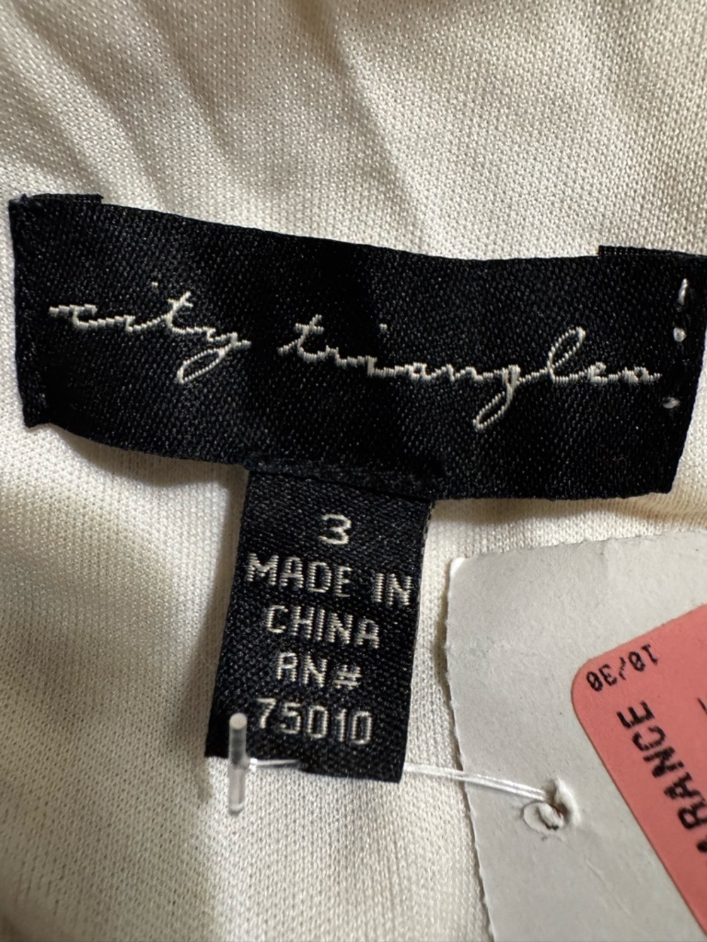 City Triangles Black Label on Cream/White Top